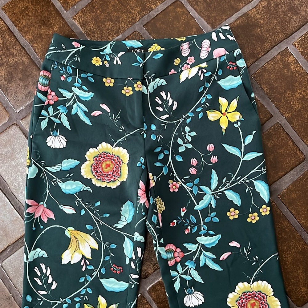 LOFT Green Multicolor Floral Print Trouser Pant - Picture 4 of 13